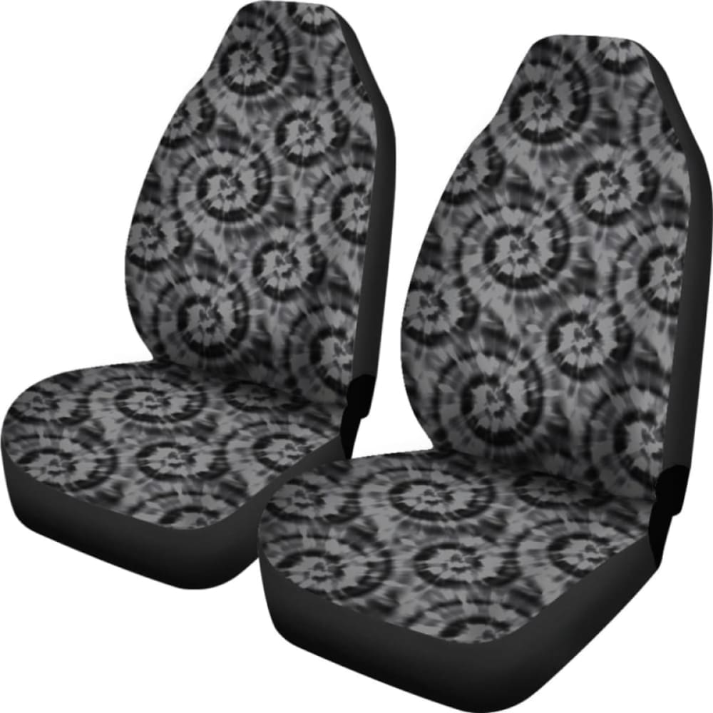 Black And Gray Tie Dye Car Seat Covers Front Seat Protectors