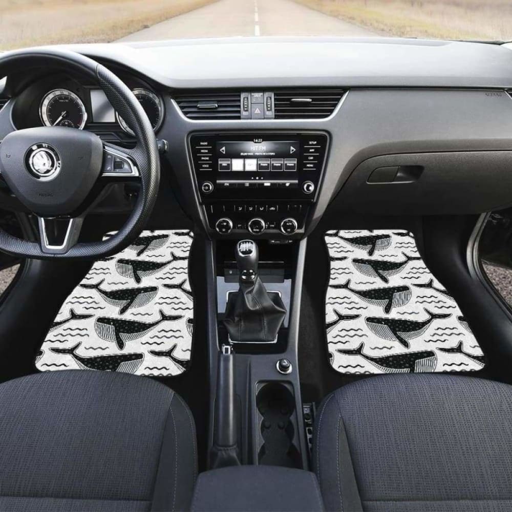 Black Whale Pattern Front And Back Car Mats