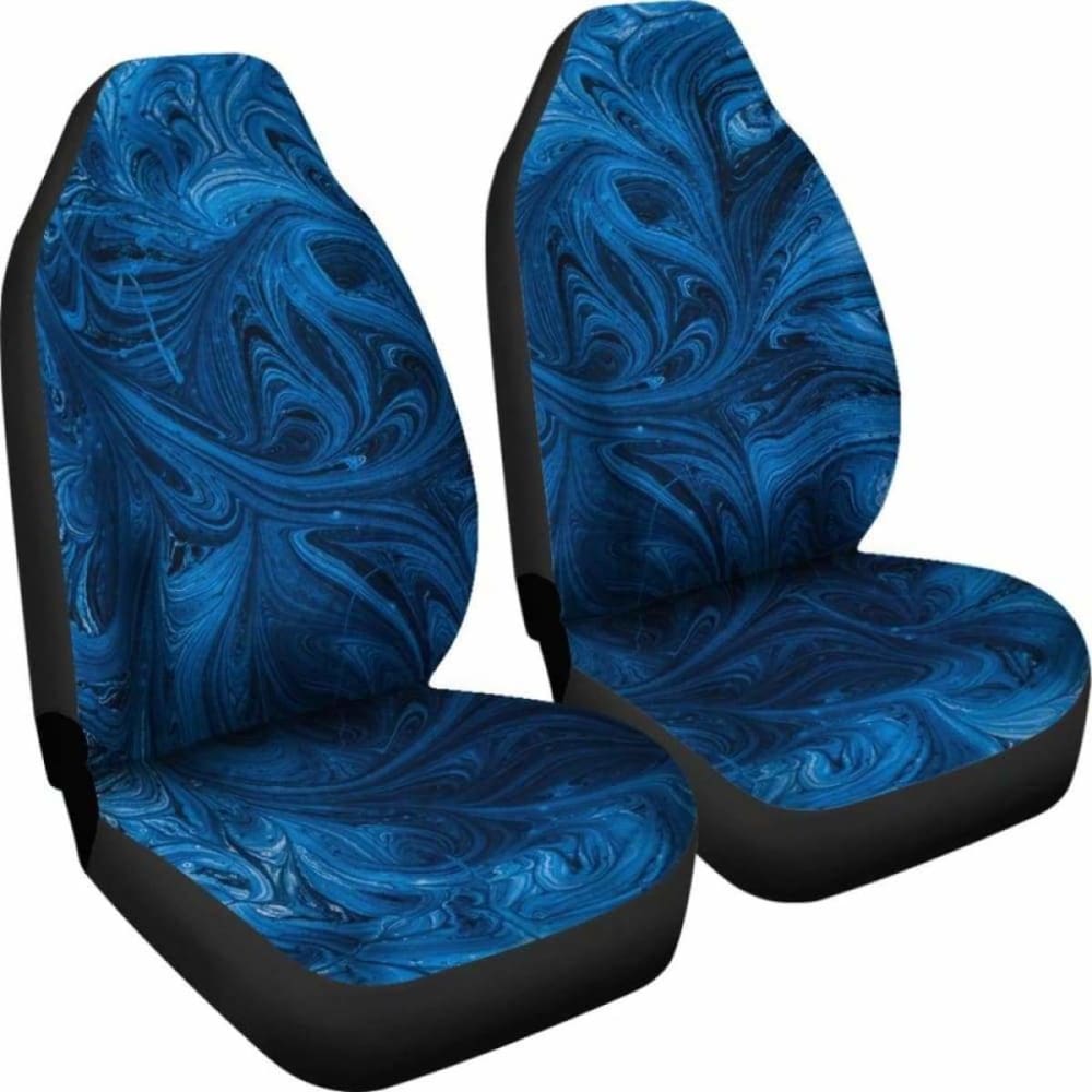 Blue Abstract Paint Swirls Car Seat Covers