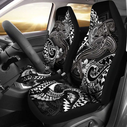 American Samoa Car Seat Covers - White Shark Polynesian Tattoo -