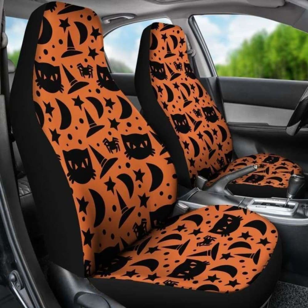 Black Cat Halloween Car Seat Covers