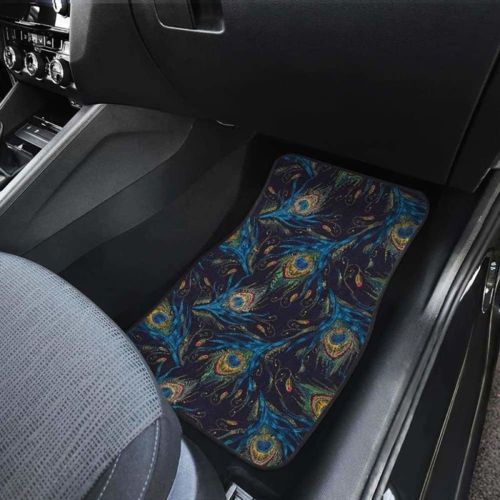 Beautiful Peacock Feather Pattern Front And Back Car Mats