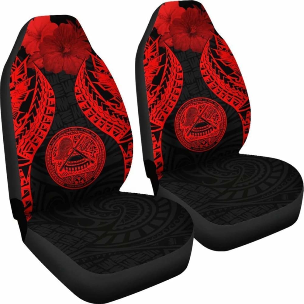 American Samoa Polynesian Car Seat Covers Pride Seal And Hibiscus Red -