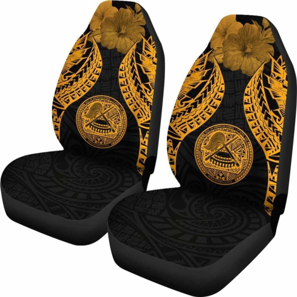 American Samoa Polynesian Car Seat Covers Pride Seal And Hibiscus Gold -