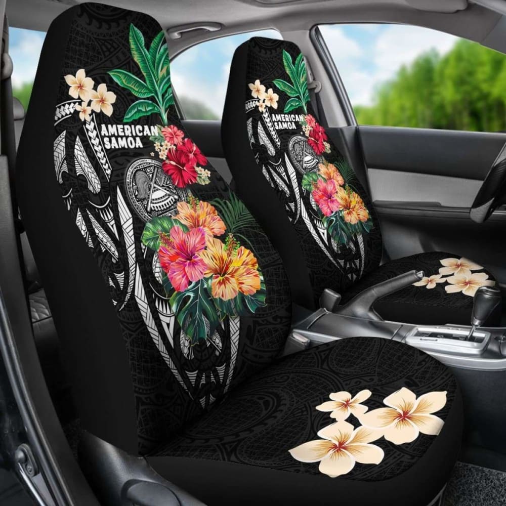 American Samoa Car Seat Covers Coat Of Arms Polynesian With Hibiscus