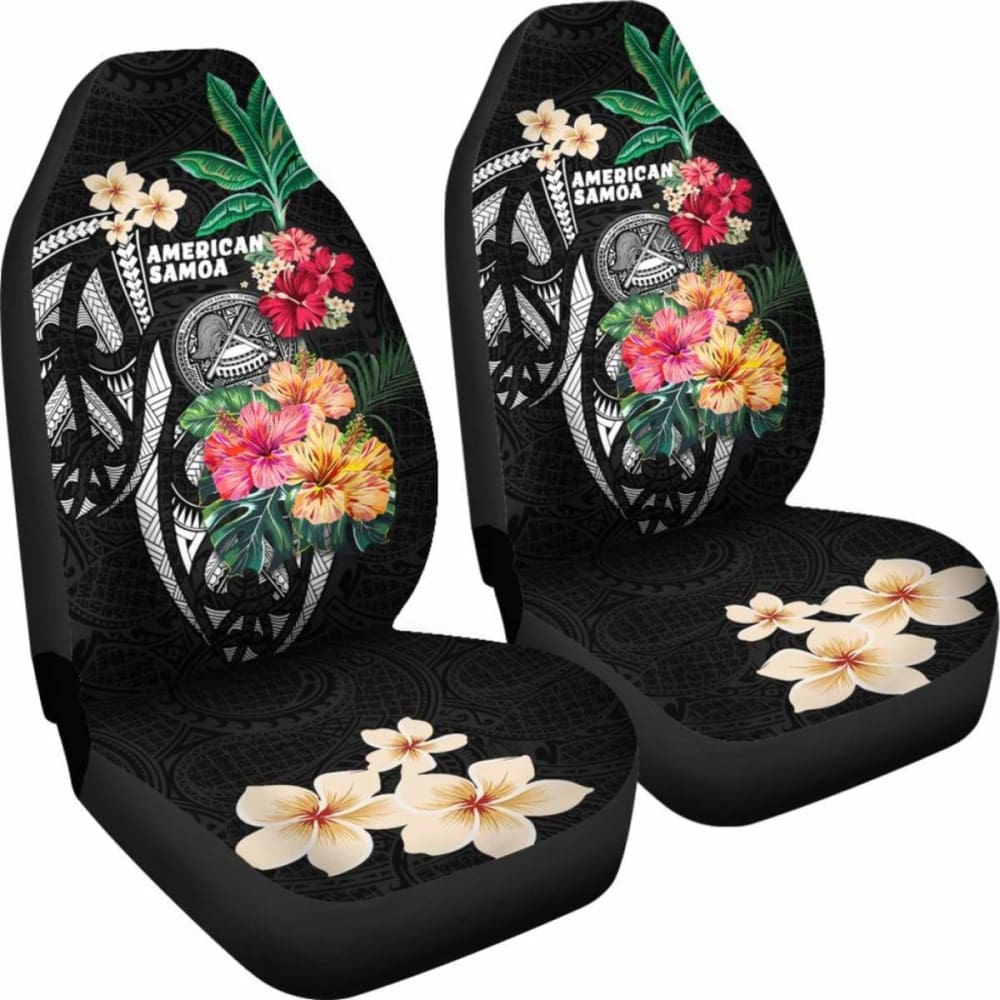 American Samoa Car Seat Covers Coat Of Arms Polynesian With Hibiscus