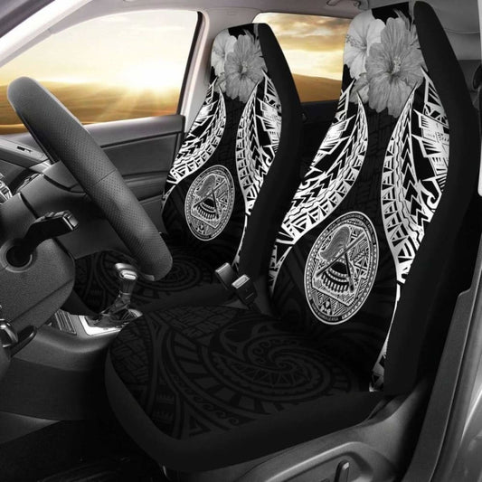 American Samoa Polynesian Car Seat Covers Pride Seal And Hibiscus Black -