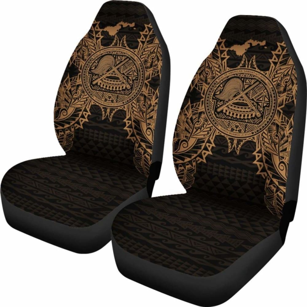 American Samoa Car Seat Covers - American Samoa Seal Map Gold -
