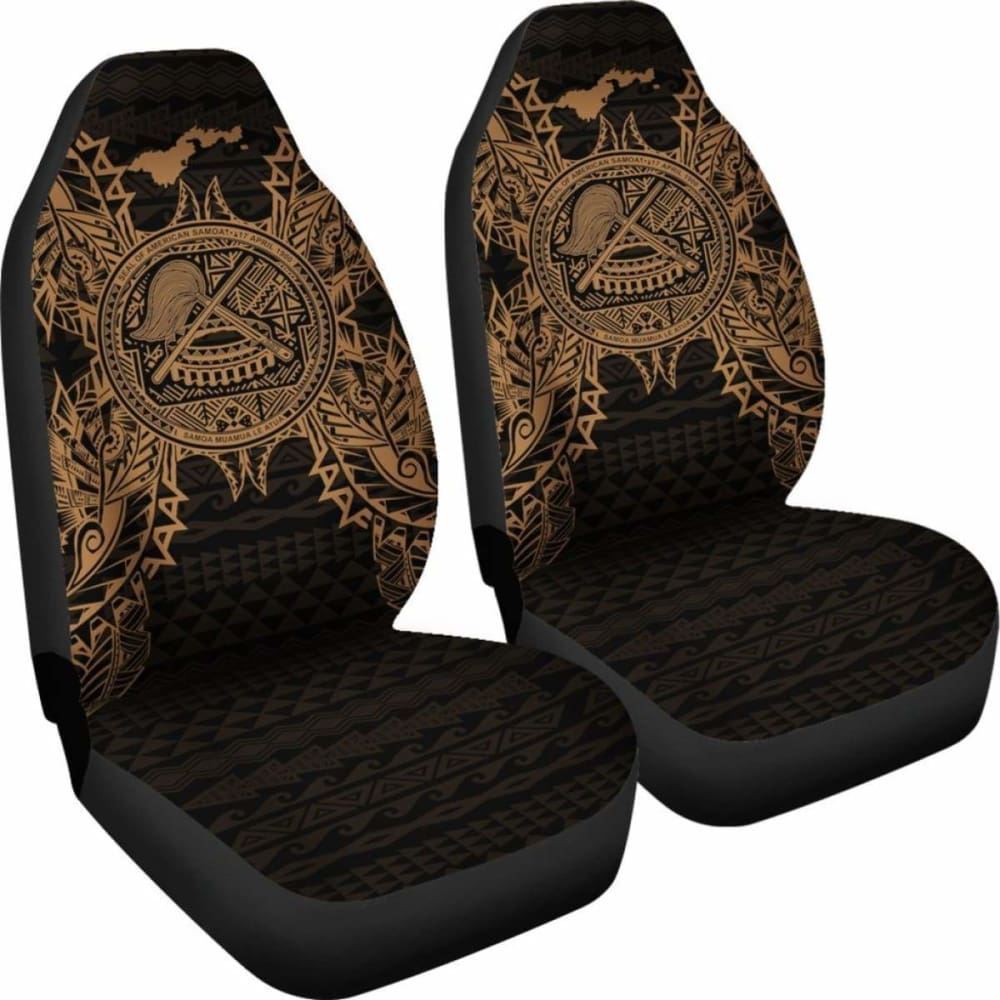 American Samoa Car Seat Covers - American Samoa Seal Map Gold -