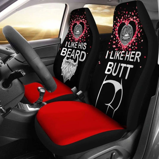 American Samoa Car Seat Covers Couple Valentine Her Butt - His Beard