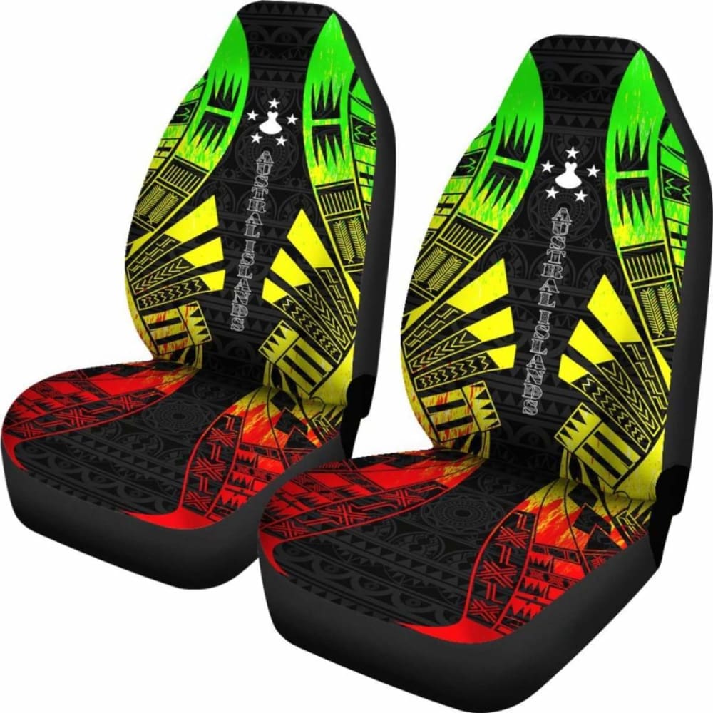 Austral Islands Car Seat Covers - Austral Islands Flag Polynesian Tattoo Reggae -