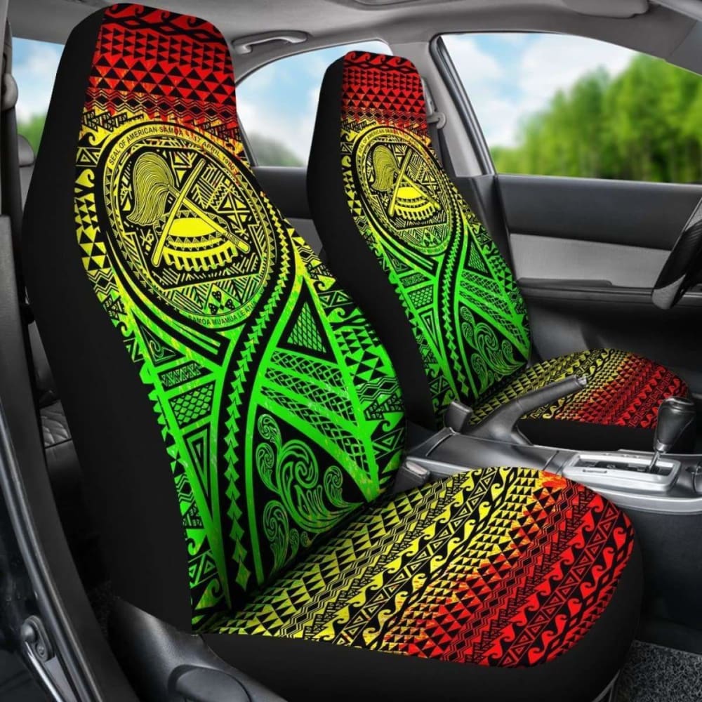 American Samoa Car Seat Cover - American Samoa Seal Polynesian Tattoo Reggae -