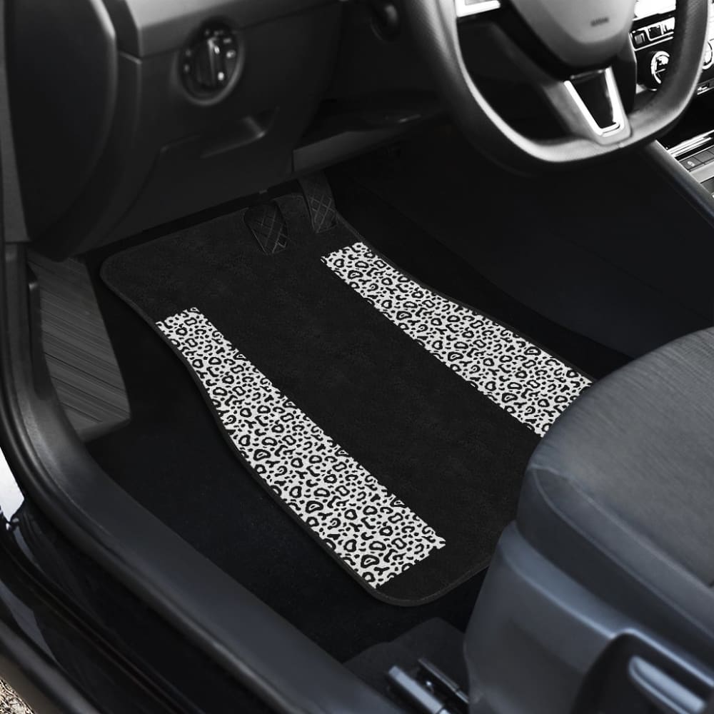 Black And White Leopard Skin Print Car Floor Mats