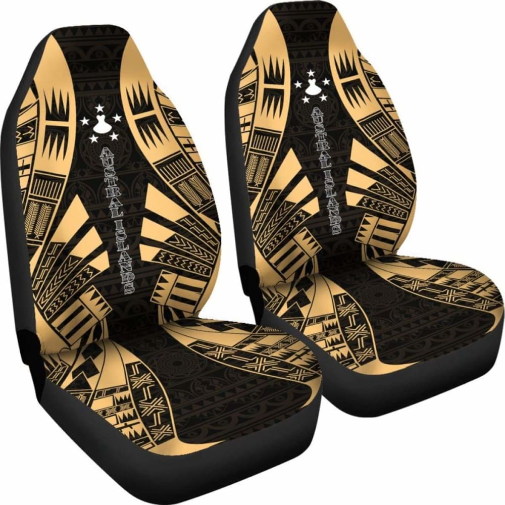 Austral Islands Car Seat Covers - Polynesian Tattoo Gold -