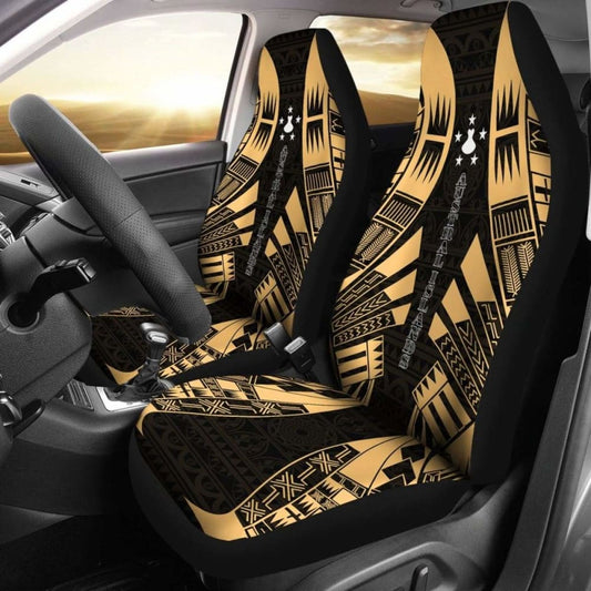 Austral Islands Car Seat Covers - Polynesian Tattoo Gold -