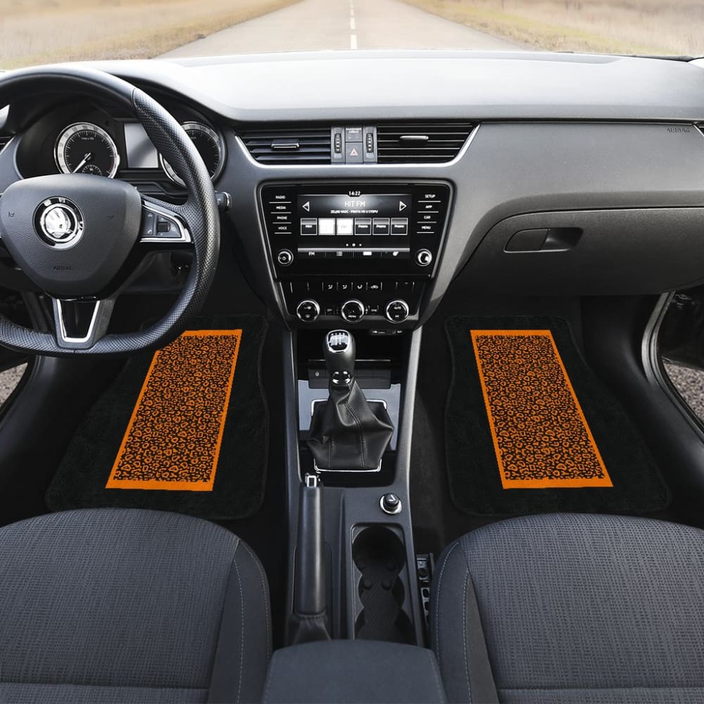 Black And Brown Leopard Skin Print Car Floor Mats