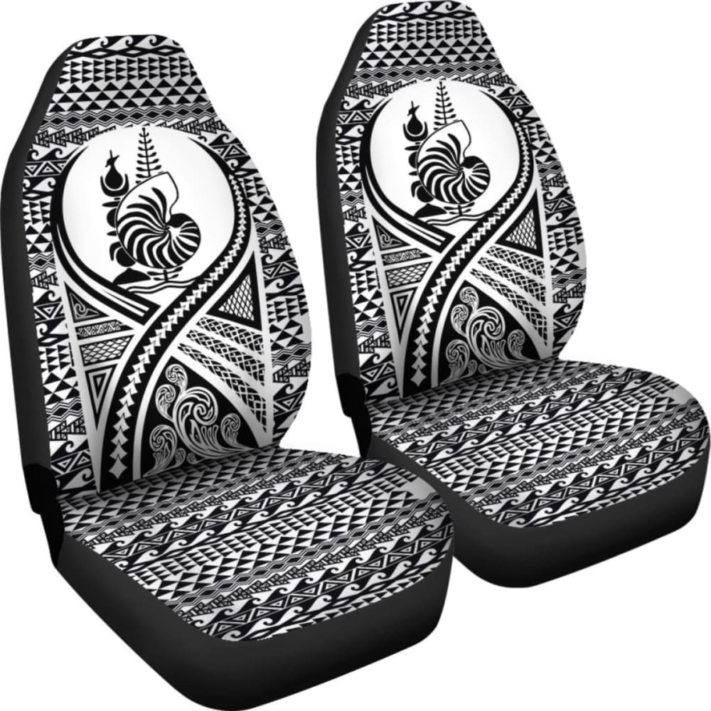 New Caledonia Car Seat Cover - New Caledonia Coat Of Arms Polynesian Tattoo Black -