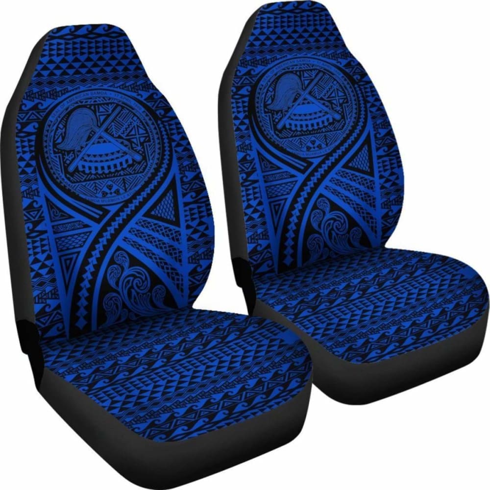 American Samoa Car Seat Cover - American Samoa Seal Polynesian Tattoo Blue -