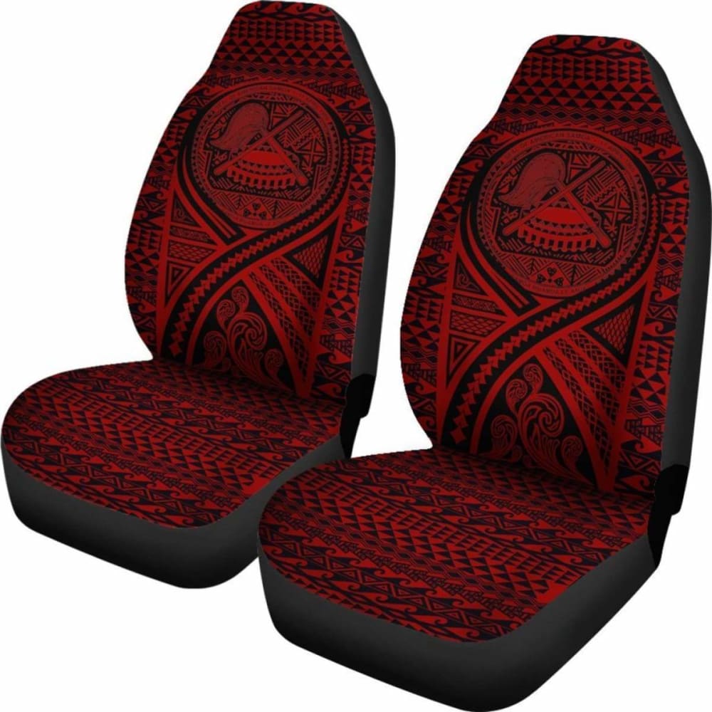 American Samoa Car Seat Cover - American Samoa Seal Polynesian Tattoo Red -
