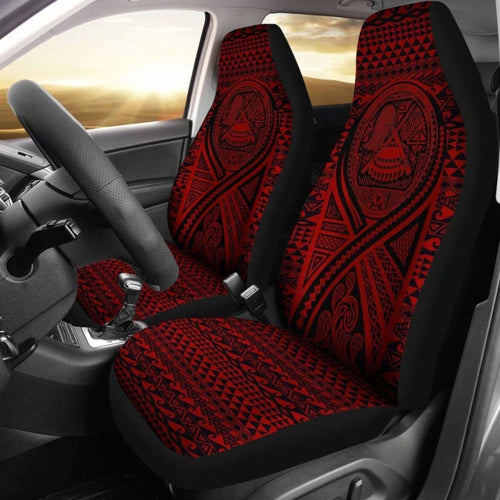 American Samoa Car Seat Cover - American Samoa Seal Polynesian Tattoo Red -