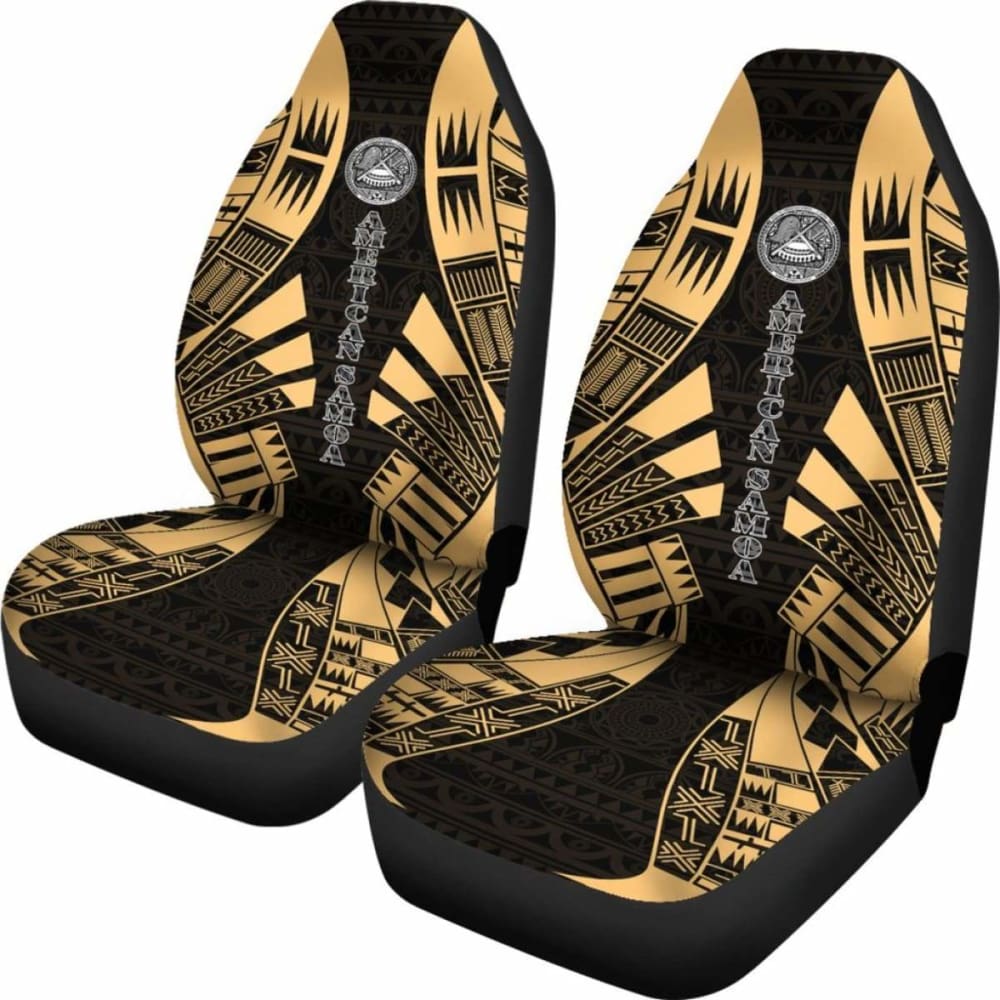American Samoa Car Seat Covers - Polynesian Tattoo Gold -