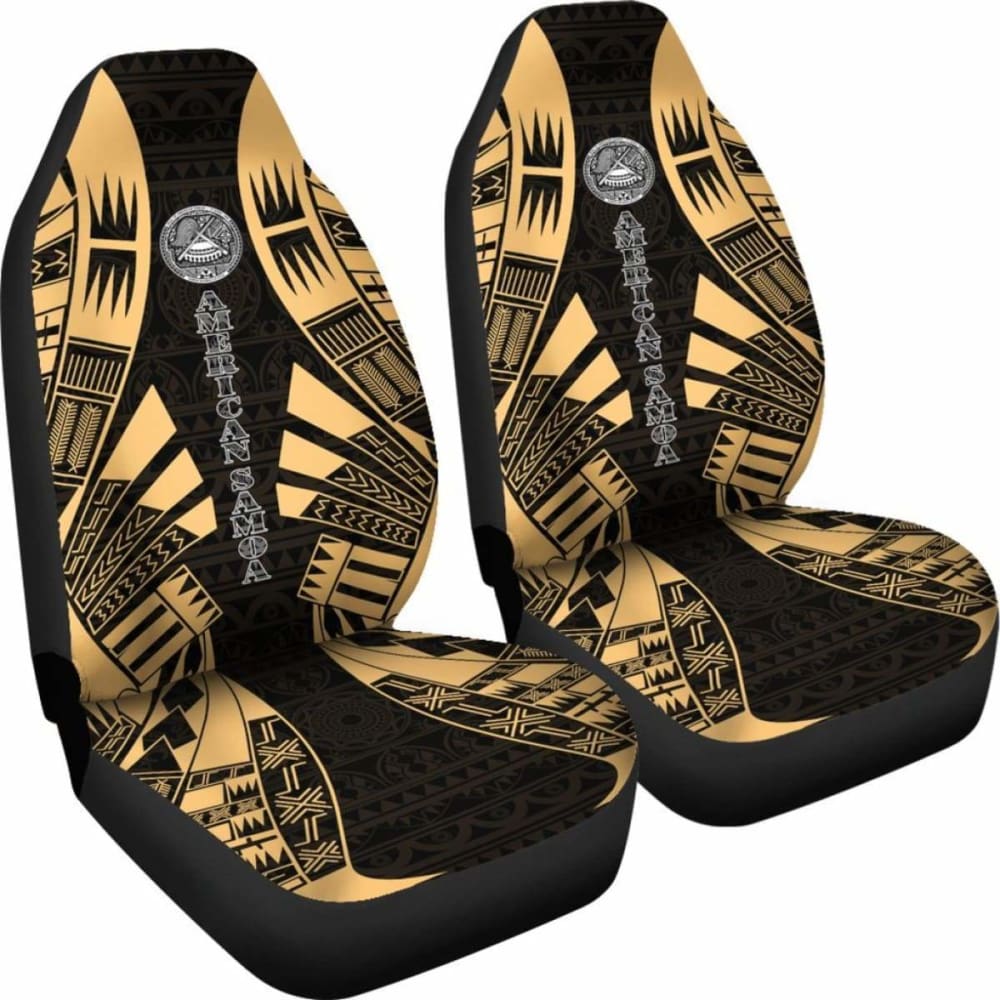 American Samoa Car Seat Covers - Polynesian Tattoo Gold -