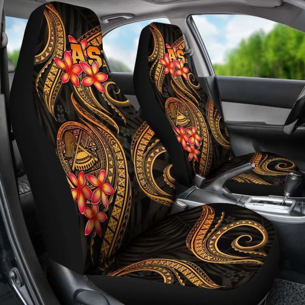 American Samoa Polynesian Car Seat Covers - Gold Plumeria -