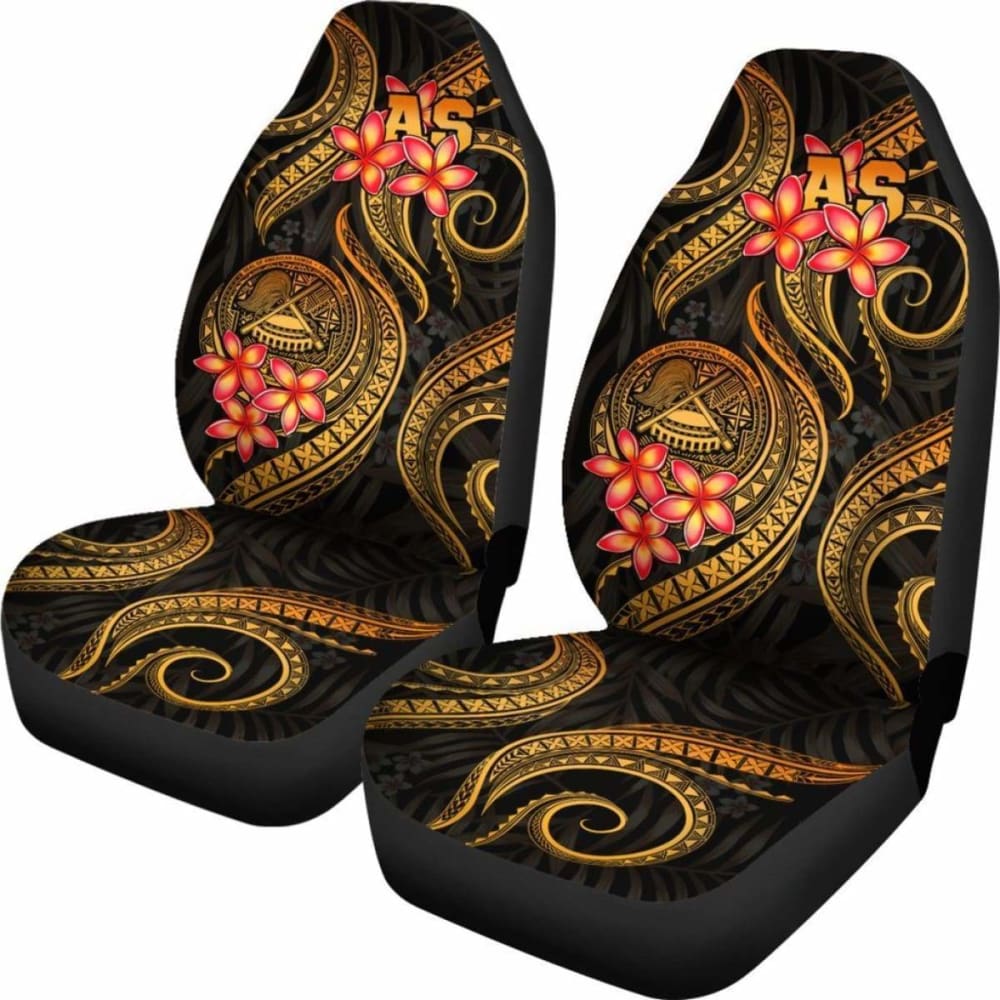 American Samoa Polynesian Car Seat Covers - Gold Plumeria -