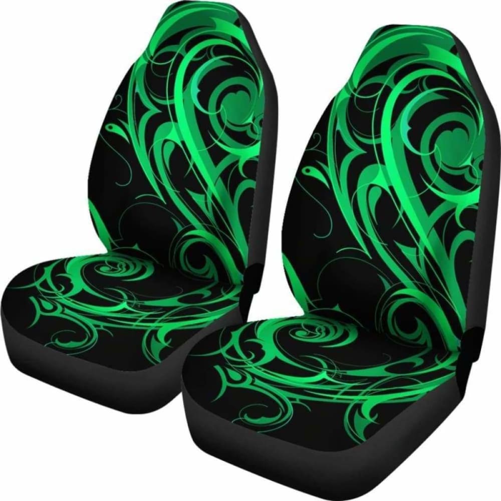 Black & Neon Green Tribal Swirls Car Seat Covers