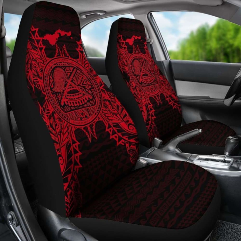 American Samoa Car Seat Covers - American Samoa Seal Map Red -