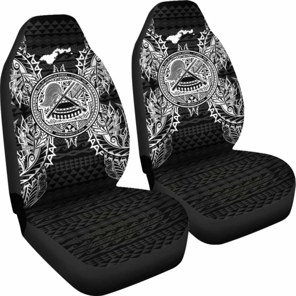 American Samoa Car Seat Cover - American Samoa Seal Map Black -