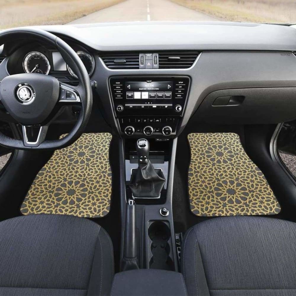 Arabic Star Gold Pattern Front And Back Car Mats