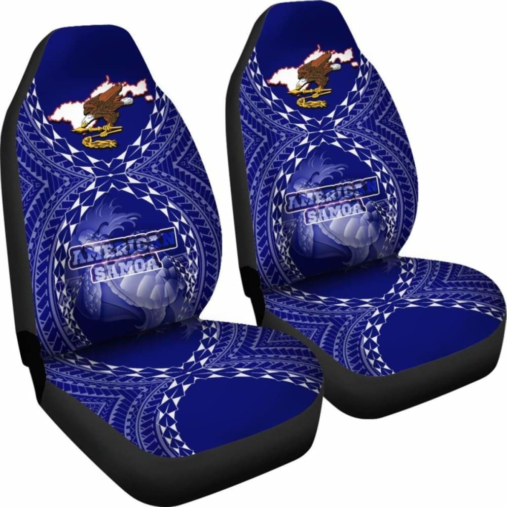 American Samoa Polynesian Car Seat Covers - American Samoa Flag With Polynesian Tattoo -
