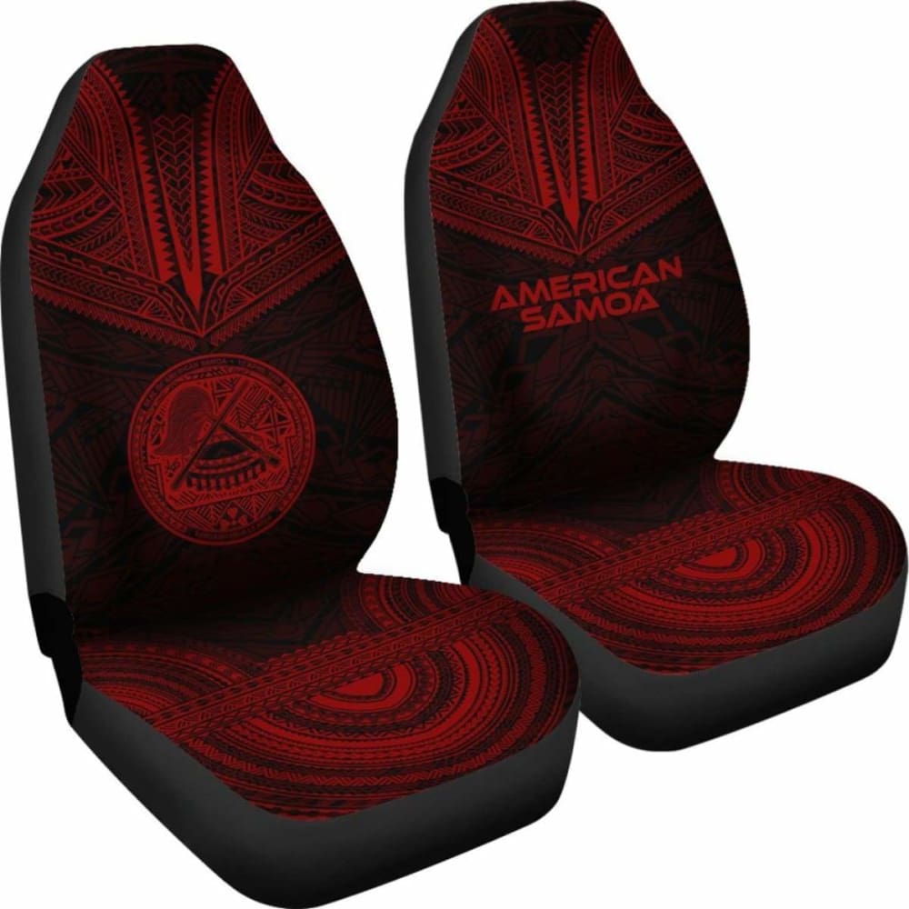 American Samoa Car Seat Cover - American Samoa Seal Polynesian Chief Tattoo Red Version -