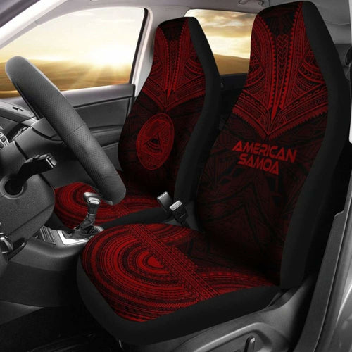American Samoa Car Seat Cover - American Samoa Seal Polynesian Chief Tattoo Red Version -