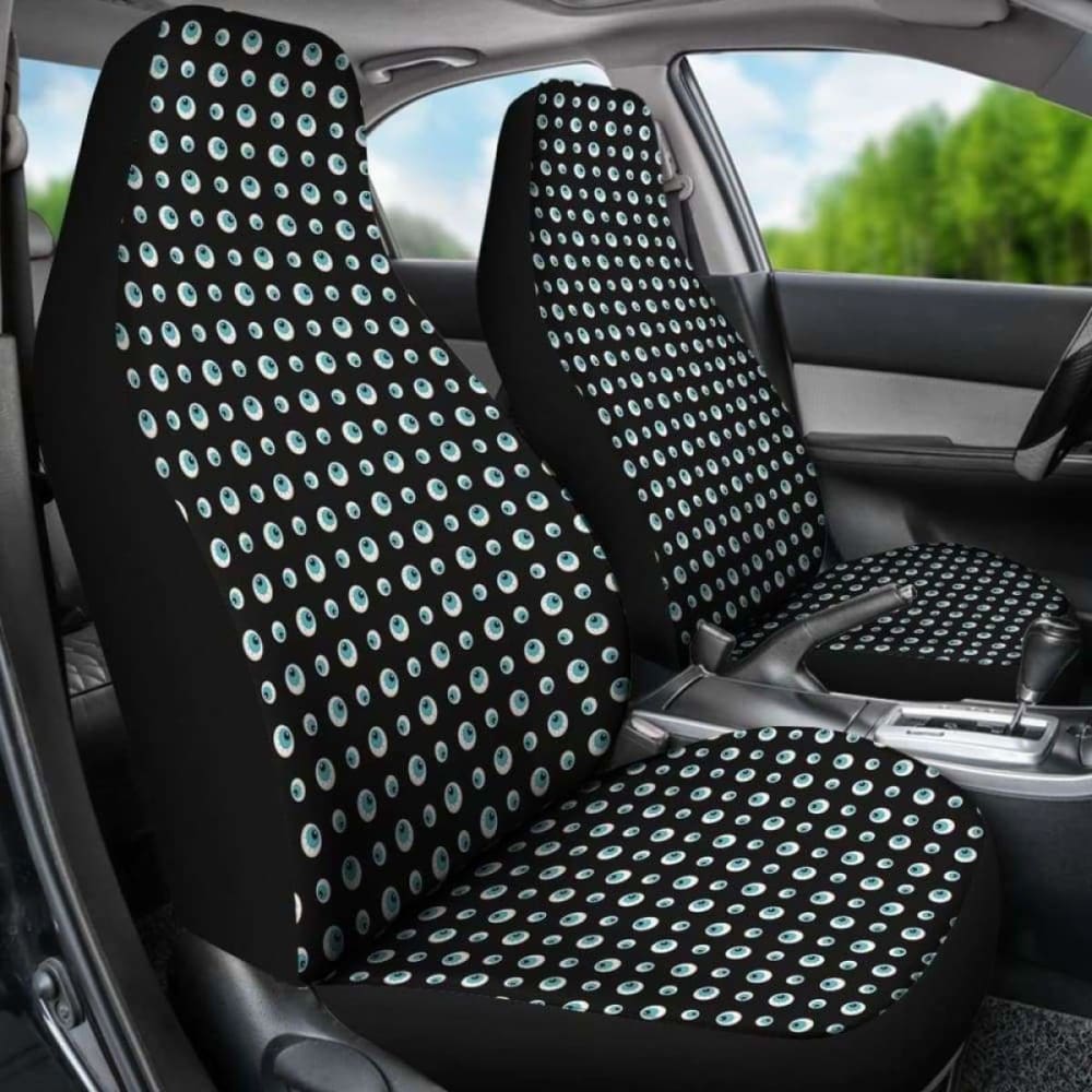 Black With Blue Eyeballs Pattern Car Seat Covers