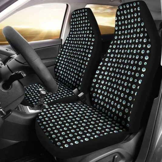 Black With Blue Eyeballs Pattern Car Seat Covers