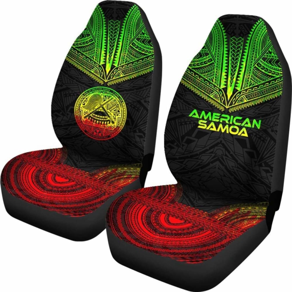 American Samoa Car Seat Cover - American Samoa Seal Polynesian Chief Tattoo Reggae Version -
