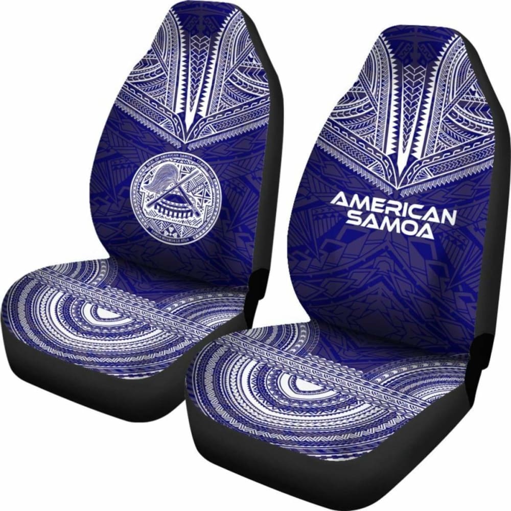 American Samoa Car Seat Cover - American Samoa Seal Polynesian Chief Tattoo Red Version Blue -
