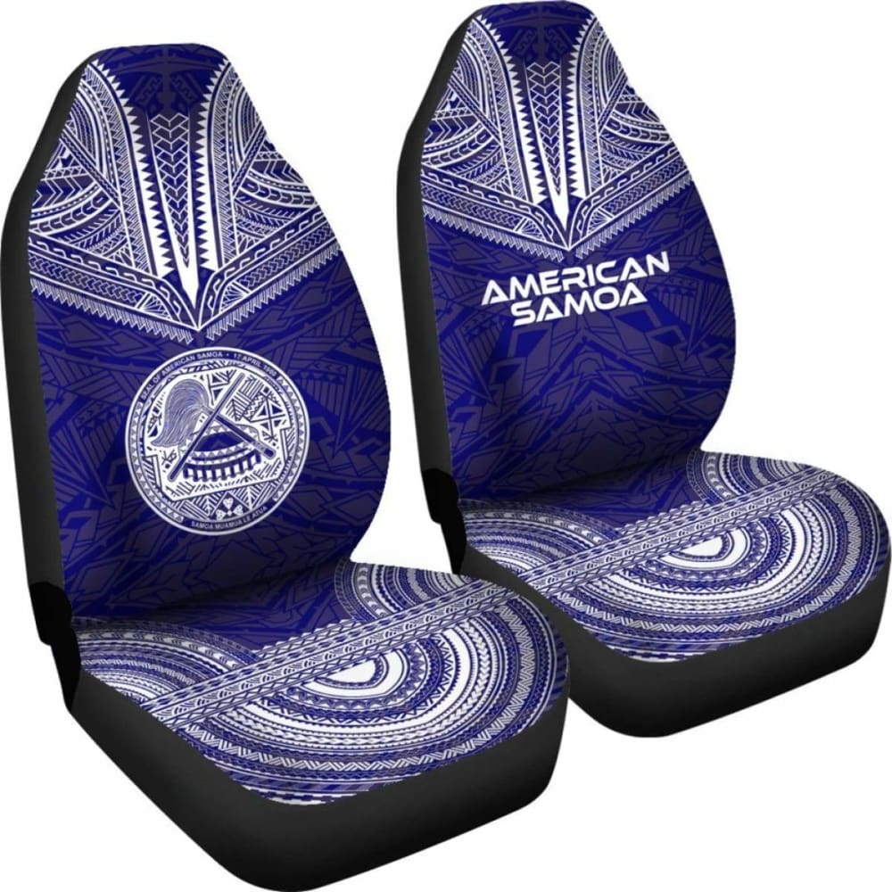 American Samoa Car Seat Cover - American Samoa Seal Polynesian Chief Tattoo Red Version Blue -