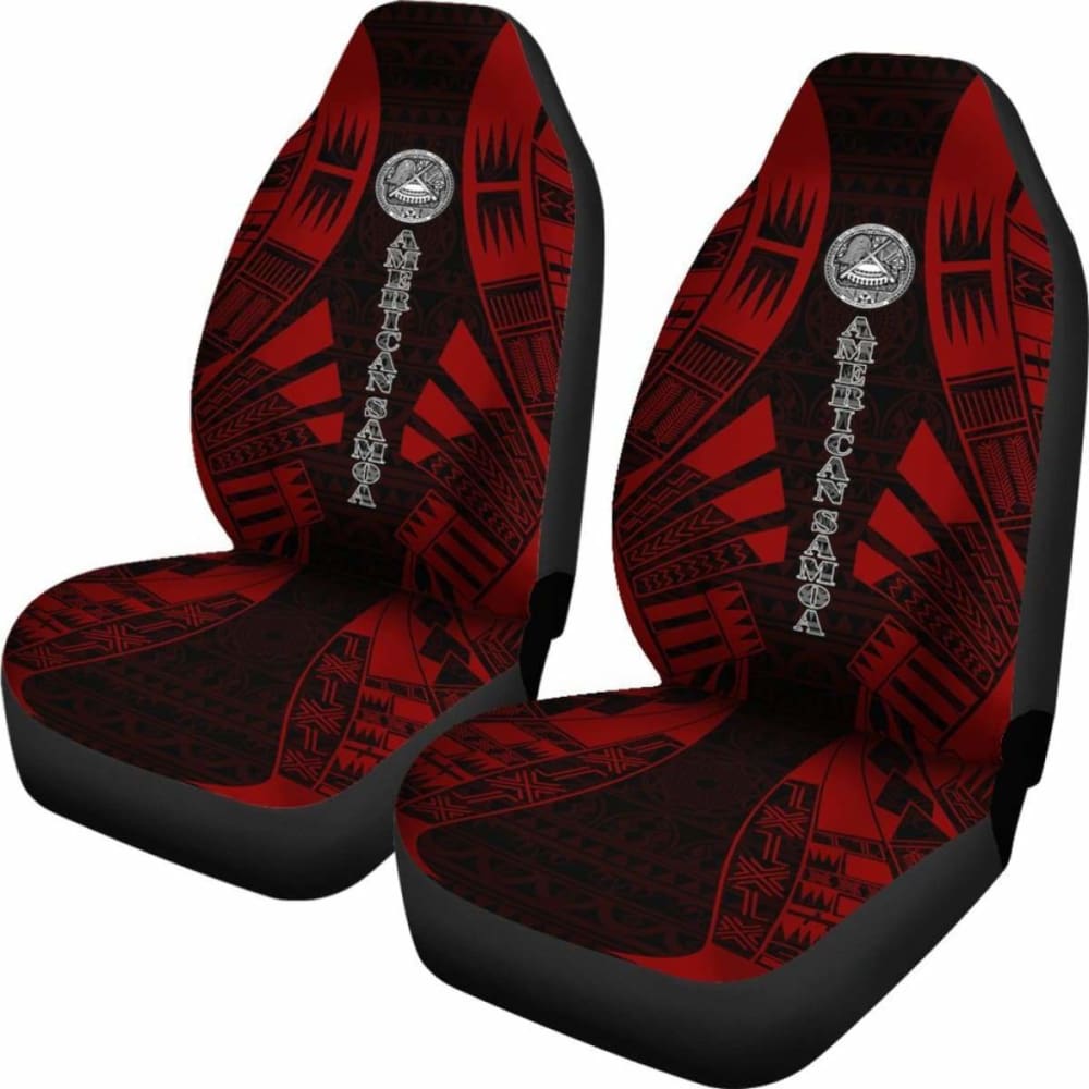 American Samoa Car Seat Covers - American Samoa Seal Polynesian Tattoo Red -