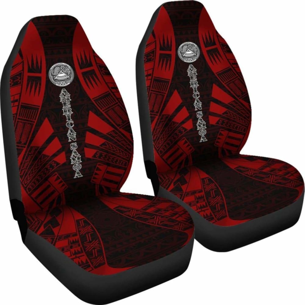 American Samoa Car Seat Covers - American Samoa Seal Polynesian Tattoo Red -
