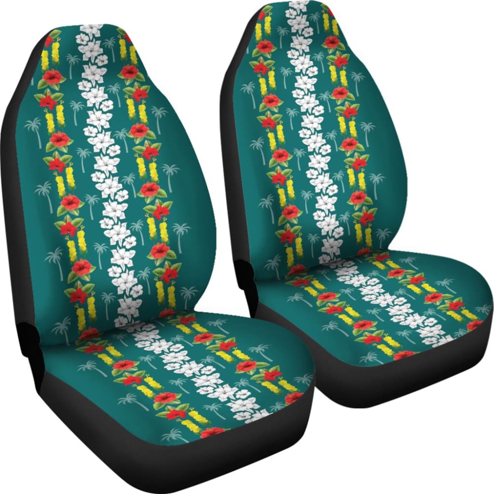 Hawaiian Print With White Hibiscus Flowers Pattern Car Seat Covers