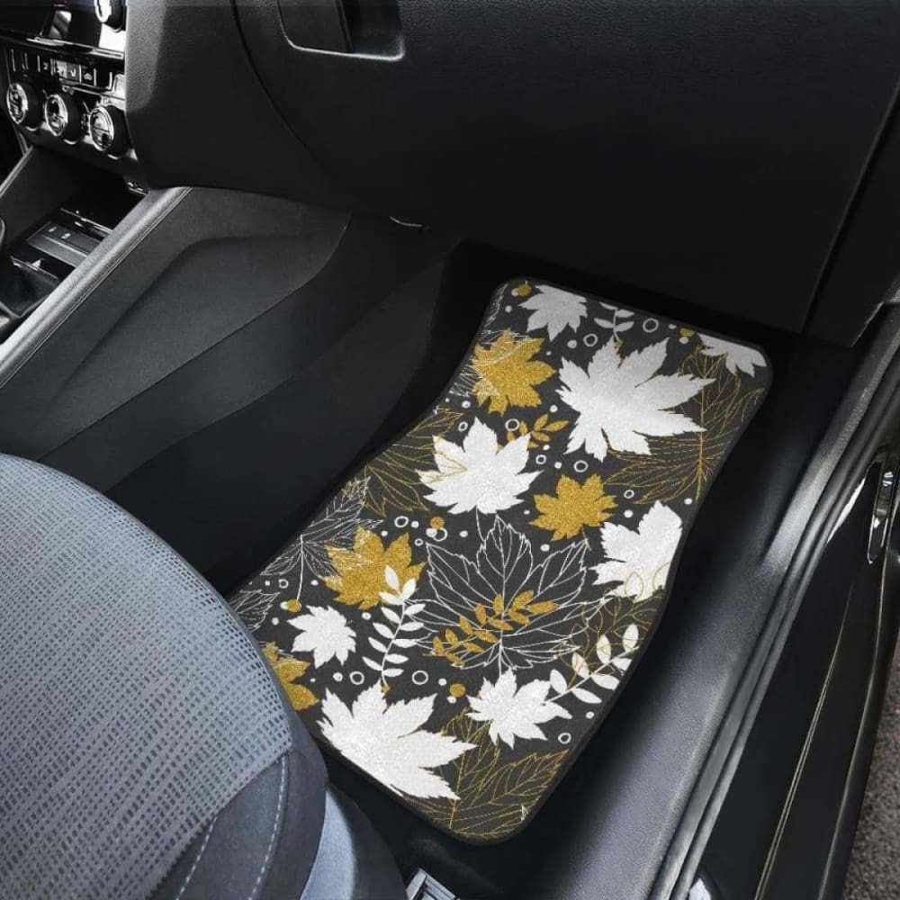 Beautiful Gold Autumn Maple Leaf Pattern Front And Back Car Mats