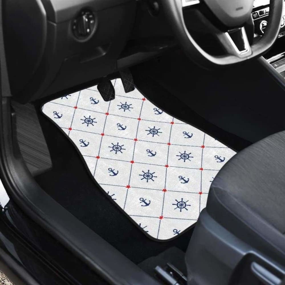 Anchor Rudder Nautical Design Pattern Front And Back Car Mats