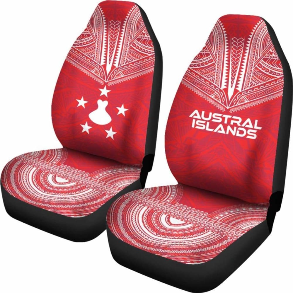 Austral Islands Car Seat Cover - Austral Islands Flag Polynesian Chief Tattoo Blue Version -