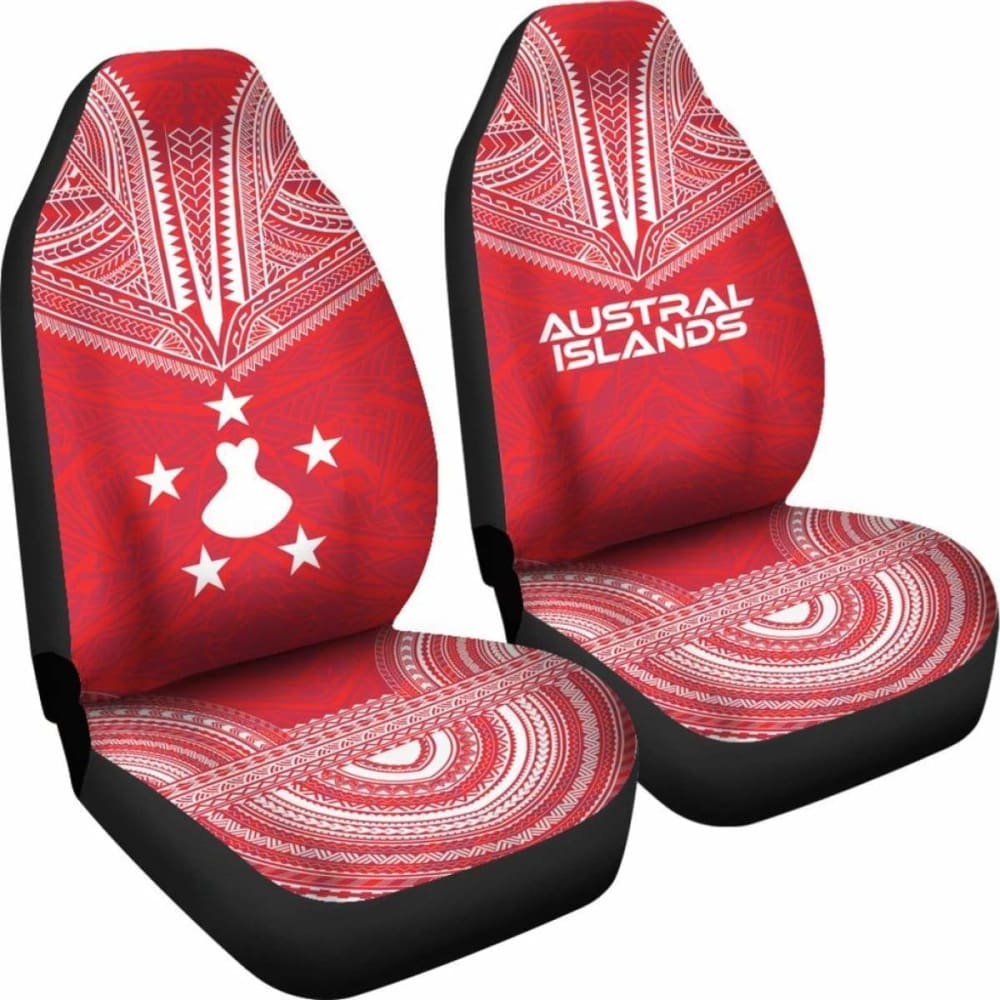 Austral Islands Car Seat Cover - Austral Islands Flag Polynesian Chief Tattoo Blue Version -