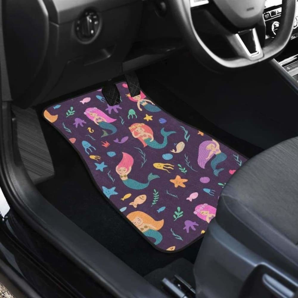 Beautiful Mermaid Fish Jellyfish Algae Other Marine World Front And Back Car Mats