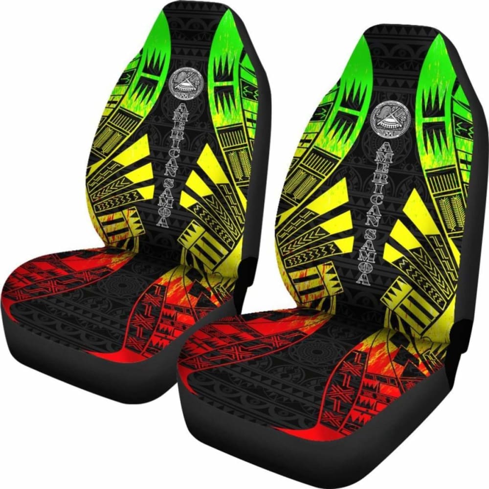 American Samoa Car Seat Covers - American Samoa Seal Polynesian Tattoo Reggae -