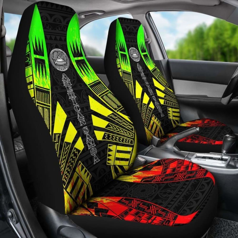 American Samoa Car Seat Covers - American Samoa Seal Polynesian Tattoo Reggae -